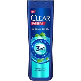 Resim Clear 3 in 1 Mentollü Şampuan ve Duş Jeli 350 Ml 