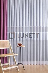 Resim Beyaz Şeritli Aplik Örme Sık Pileli 1X3 Tül Perde, 220 x 250 
