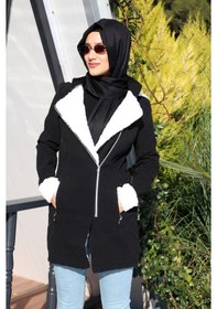 Resim Barbora Kışlık Günlük Kaşe Kadın Tesettür Kaban 819siyahtesettür 
