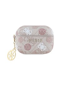 Resim Apple Uyumlu AirPods Pro 2 Kılıf Guess Lisanslı Metal Zincirli 4g Desenli Yazı Logolu Peony Kılıf Pembe 
