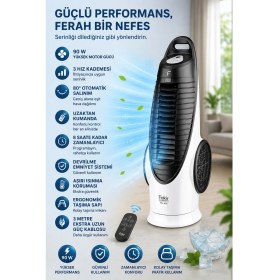 Resim Fakir 90 W Yüksek Motor Gücü, 3 Hız Kademesi, Uzaktan Kumandalı Vantilatör, Tvl 90S 