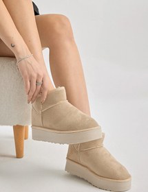 Resim Kadın Su İtici Süet Kısa Bot - İçi Peluşlu Sıcak Tutucu Günlük Kışlık Kaydırmaz Premium Bot 