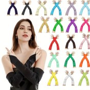 Resim 1/2 çift Cosplay Eldivenler Parmaksız Uzun Dantel File Saten Opera Partisi Kol Kollu Goth Rave Dirsek Boyu Band Akşam 