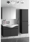 Resim Yıldız 80+35 Cm Antrasit Gri Mdf Lavabolu Asma Banyo Dolabı Takım Antrasit - Gri 