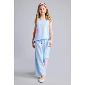 Resim DeFacto Wide Leg Geniş Paça Açık Mavi Çiçekli Pantolon Kız Çocuk H9946A826HS 