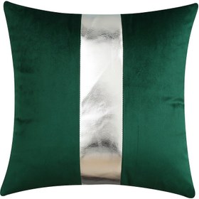 Resim 2 adet Kadife Gümüş Çizgili Yama Döşemelik Yastık Kılıfı, 45.72x45.72 cm, Hipoalerjenik Polyester ve Suni Deri, Fermuar Kapanışı, Makinede Yıkanabilir - Vintage Tarzı Dekoratif Yastık Kılıfları Koltuk ve Ev Ortamı için, Dekor Yastık 