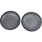 Resim 6.5 İnç Metal Örgü Yuvarlak Araba Woofer Kapağı Hoparlör Izgarası Siyah 2 Adet 