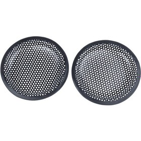 Resim 6.5 İnç Metal Örgü Yuvarlak Araba Woofer Kapağı Hoparlör Izgarası Siyah 2 Adet 