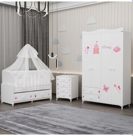 Resim Elegant Yıldız 4 Bebek Odası Takımı Yatak Uykuseti - Prenses Beyaz 