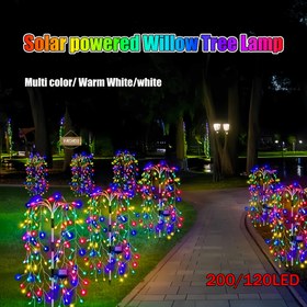 Resim FACHOI Güneş Enerjili 200/120 LED Bahçe Lambaları - Canlı Havai Fişek Salık Tasarımı, 8 Mod, IP65, Çok Renkli/Sıcak Beyaz/Beyaz, Dış Mekan Yemekleri, Noel, Cadılar Bayramı, Şükran Günü Dekoru, Güneş Dekorasyonları, FACHO 