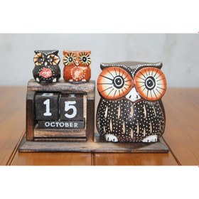 Resim Ahşap Baykuş Takvim 