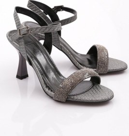 Resim Dgn 904 Kadin Bilekten Bağlamali Topuklu Abiye Ayakkabi 904-2423-R3009 Platin 