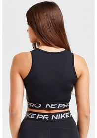 Resim Nike Pro Training Dri Fit Shine Crop Tank Top Kadın Parlak Swoosh Crop Atlet Siyah 