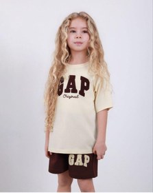 Resim Cg Kids Krem Kahve Süzüne Nakışlı Kız Çocuk Tshirt & Şort Alt Üst Takım Süper Kalite Krem - Kahverengi 