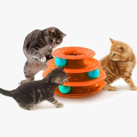 Resim 3 Katlı Kedi Oyuncağı - Kırmızı 