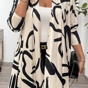 Resim 1 adet Elegant Tropikal Desenli Kadın Uzun Kollu Kazak, Askılı Yaka Dokulu Polyester Bluz, Tüm Mevsimler İçin Az Esnek 