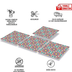 Resim Tink Kendinden Yapışkanlı Kontrast Yıldız Desenli Pvc Karo 30X30 cm (11 Adet) 1m2 