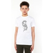 Resim Girl Skull Baskılı Unisex Çocuk Beyaz T-Shirt 