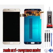 Resim Genos Samsung N920 Note 5 Lcd Ekran Gold Altın Montaj Kiti Hediye 