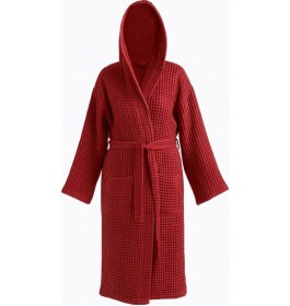 Resim Bordo Waffle Gofre Bornoz Çok Renkli 