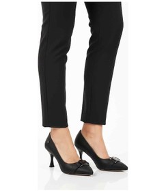 Resim Siyah Saten İnce Topuklu Kadın Abiye Ayakkabı Pc-55201 Z Siyah Saten 