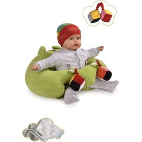 Resim Oyuncaklı Bebek Oturma Destek Minderi - Devrilmez Bebek Koltuğu - Büyük Bebek Oturağı Yeşil 