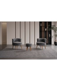 Resim Panda Çay Seti Berjer Ve Puf Takımı Salon, Balkon, Ofis 3 Lü Takım Çok Renkli 