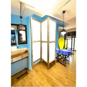 Resim Aşkın Parti Evi 3 Kanatlı Paravan Seperatör Su Geçirmez Beyaz Kumaş 150 cm En 160 cm Yükseklik 