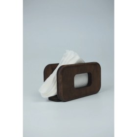 Resim Bel&Co Home Rustik Ahşap Yatay Peçetelik - Dekoratif Masa Üstü Sunum Standı (Ceviz) 