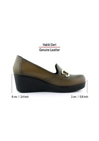 Resim Erkan Saçmacı Hayley Kahverengi Hakiki Deri Tokalı Yuvarlak Burun Dolgu Topuklu Günlük Ayakkabı Kahverengi 