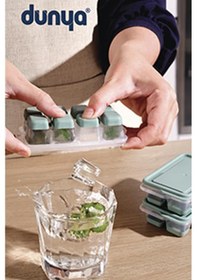 Resim Mini Kapaklı Silikon Buz Kalıbı, Bas - Çıkar Üçlü Set Antrasit 