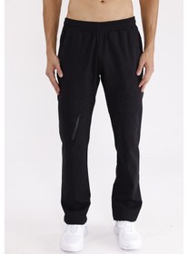 Resim Ayarlanabilir Kordonlu Esnek Bel Yapılı Rahat Kalıp Yan Cepli Prego Model Eşofman Altı Black 