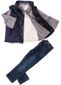 Resim Erkek Çocuk Şişme Yelekli Gömlek Kot Pantolon Lacivert Üçlü Takım Lacivert 