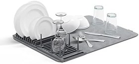 Resim Umbra Udry Peg Bulaşıklık, Mikrofiber Bulaşıklık, Katlanabilir ve Yer Tasarruflu Bulaşık Kurutma Çözümü, Antrasit, 61 x 46 cm 