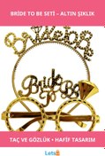 Resim Letsii Bride to Be Altın Renk Taç ve Gözlük Süs Seti 