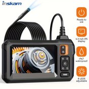 Resim Inskam 4.3" IPS LCD Endüstriyel Endoskop - Su Geçirmez, Tek Lensli Kamera 8mm Çapında, 98ft (30m) Uzatılabilir, Otomobil Tamiri & Tesisat İçin İdeal 