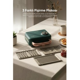 Resim Fressi Tost Ve Waffle Makinesi | Çıkarabilir Yapışmaz Plakalı | 3 Ayrı Plaka | 