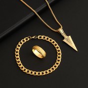 Resim 3 adet Mızrak Takı Seti Bileklik Yüzük Kolye Seti Moda ve Çok Yönlü Tüm Durumlar İçin Uygun 