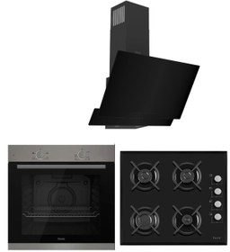 Resim Ferre Siyah Cam Ankastre Set - XE61MDV / 1140 / D063 