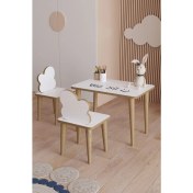 Resim Yüceer Home Çocuk Aktivite Masa ve Çift Sandalye Yaz Sil Oyun Etkinlik Çalışma Masası Montessori 1 Masa 2 Sandalye 