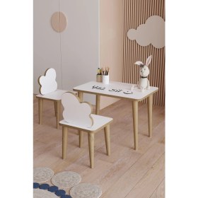 Resim Yüceer Home Çocuk Aktivite Masa ve Çift Sandalye Yaz Sil Oyun Etkinlik Çalışma Masası Montessori 1 Masa 2 Sandalye 