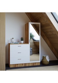 Resim Robin Home Lyana Aynalı Şifonyer Gardırop Çam-Beyaz (468193406) 