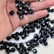 Resim 100 adet Siyah No. 8 Bilardo Boncukları, Takı Yapımı DIY Bileklikler Küpeler Anahtarlıklar Aksesuarlar için Akrilik Aralayıcı Boncuklar & Boncuk Çeşitleri 