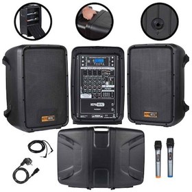 Resim Hepa Merz Potent Kompakt Portatif Ses Sistemi Mixer Çift Hoparlör Ve Çift Mikrofon 1000w 