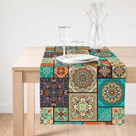 Resim Renkli Zemin Üzerinde Geometrik Desenli Dijital Baskılı Özel Tasarım Süet Runner 