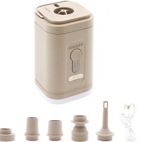 Resim Taşınabilir Kablosuz Elektrikli Hava Pompası, Type-C Şarjlı, Şişirme ve Söndürme Için 5 Başlıklı 