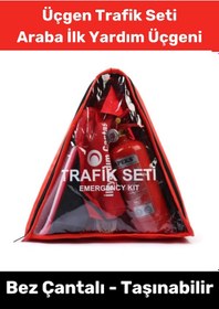 Resim Tse Belgeli Tüvtürk Uyumlu İlk Yardım Üçgen Karayollarına Uygun Araba Bez Çantalı Üçgen Trafik Seti 