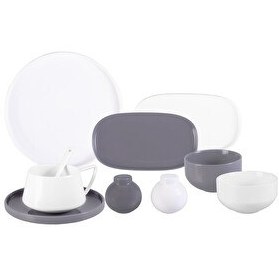 Resim Emsan Parla 6 Kişilik 32 Parça Gri Beyaz Kahvaltı Takımı 600.15.01.2225 