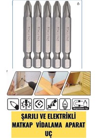 Resim KL HOME 5 ADET - Ph2 Boy= 50 Mm BİTS UÇ- ŞARJLI ELEKTRİKLİ MATKAP VİDALAMA APARATI 