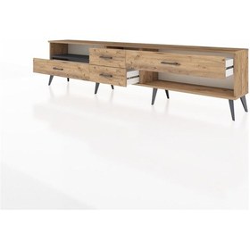 Resim Arges Tv Ünitesi Tek Raflı 4 Çekmeceli 220x30x51 Çam-antrasit/çam Antrasıt/atlas Çam - Atlas Çam 